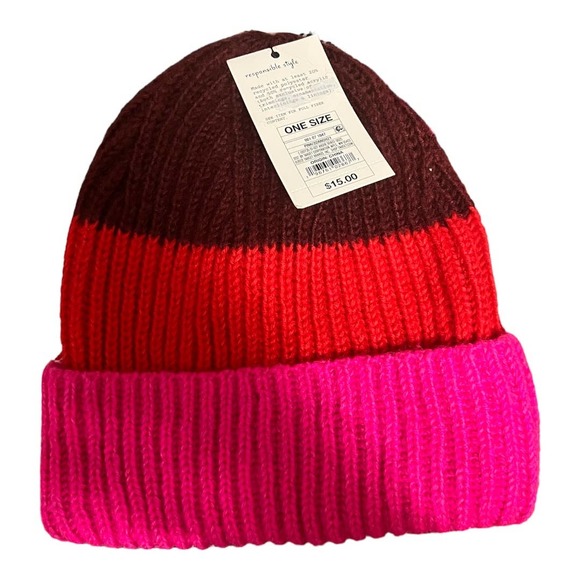 a new day Accessories - A New Day Beanie Womens One Size marroon, pink & red New